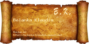 Belanka Klaudia névjegykártya